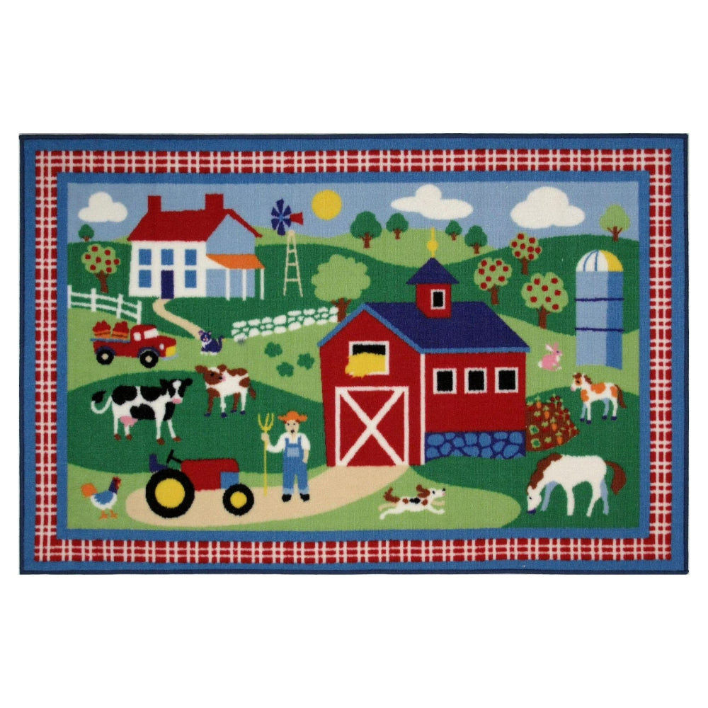 L.A Rugs 2" x 3" Olive Kids Country Farm Rectangular Area Rug