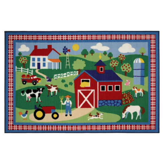 L.A Rugs 2" x 3" Olive Kids Country Farm Rectangular Area Rug