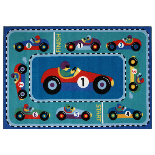 L.A Rugs 1' 7" x 2' 5" Olive Kids Vroom Rectangular Area Rug - Blue