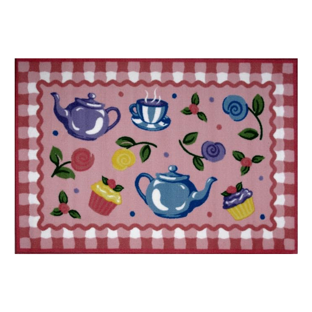L.A Rugs 1' 7" x 2' 5" Olive Kids Tea Party Rectangular Area Rug - Pink