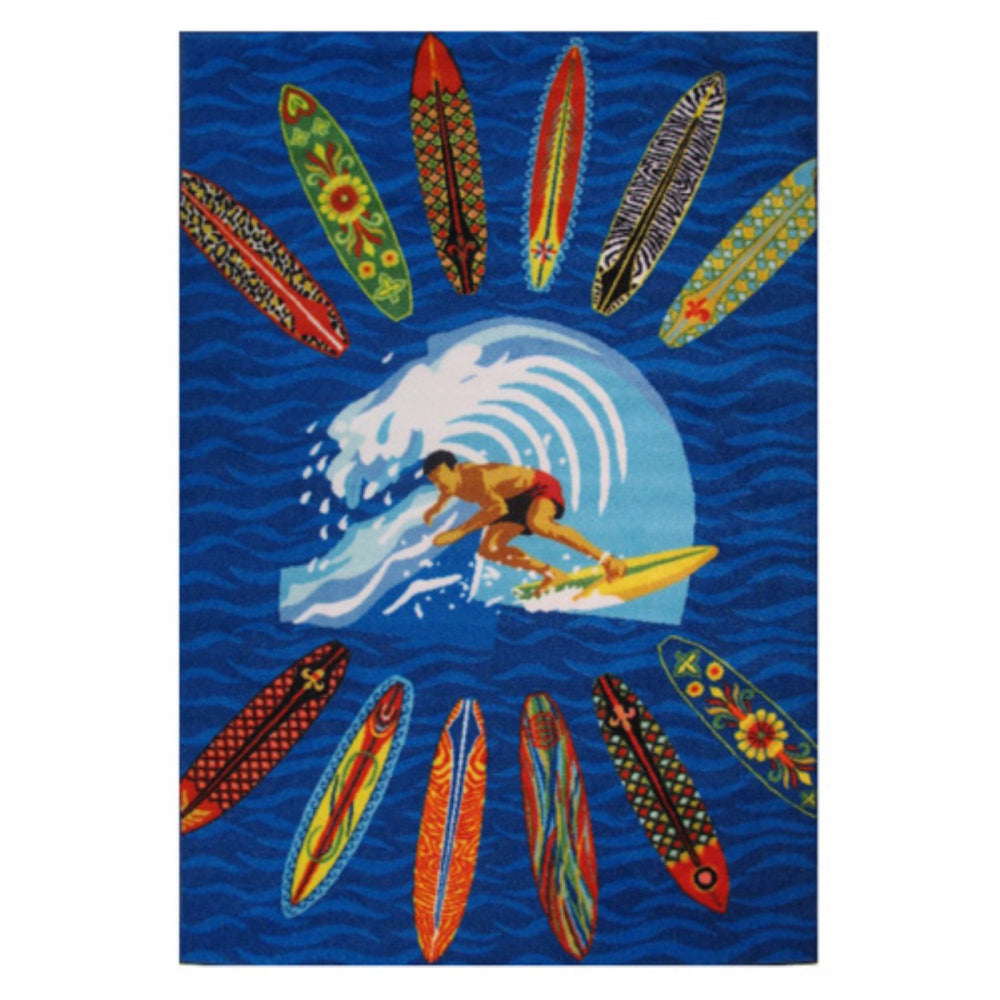 L.A Rugs 3' 3" x 4' 10" Surfer Dude Rectangular Area Rug - Blue