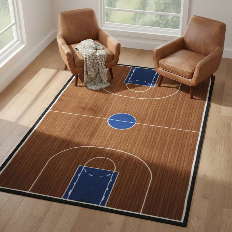 L.A Rugs 2' 7" x 3' 11" Supreme Basketball Court Rectangular Area Rug - Brown
