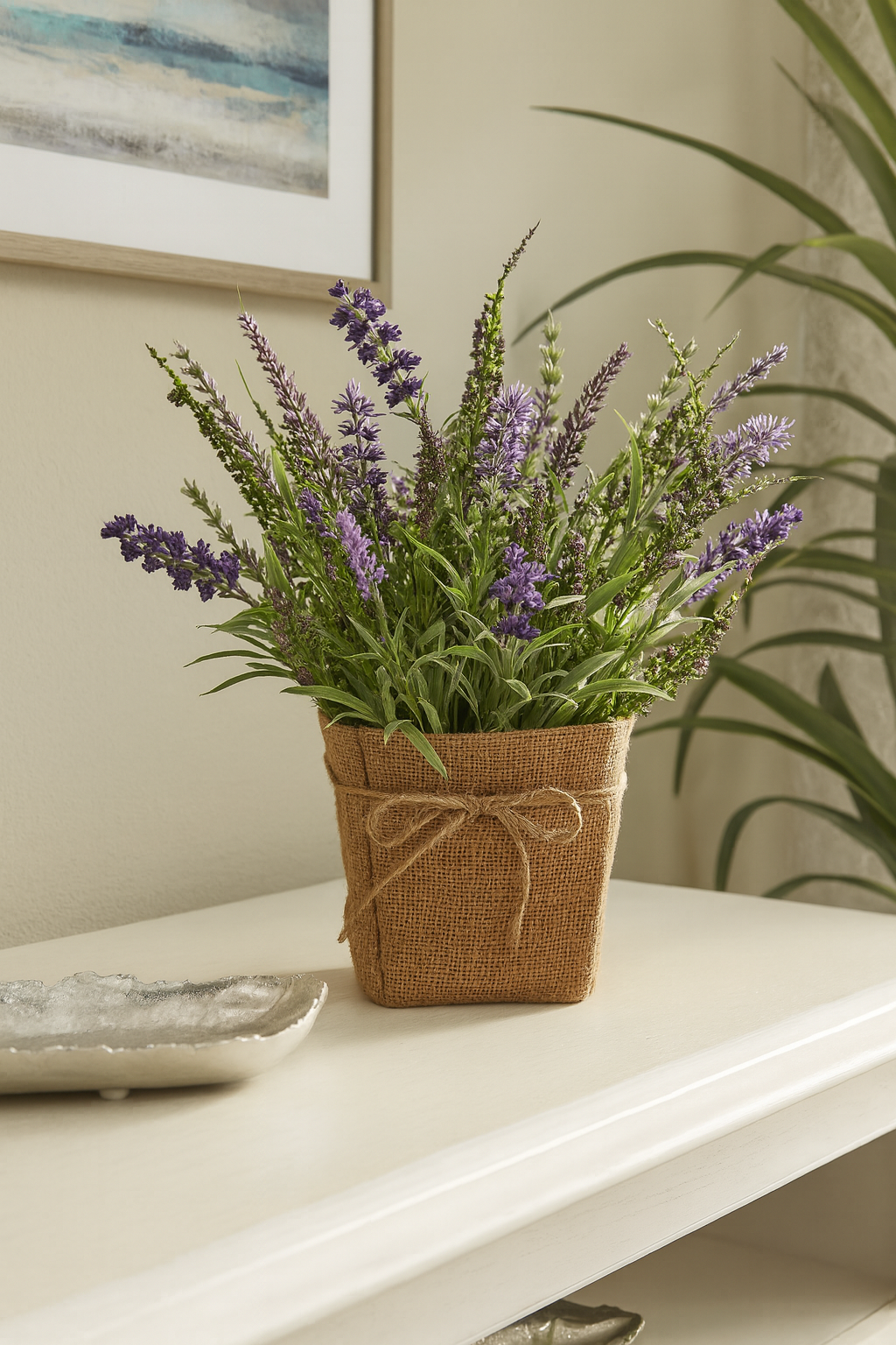 Macetero de flores de lavanda y hierbas de seda floral de Allstate - Violeta