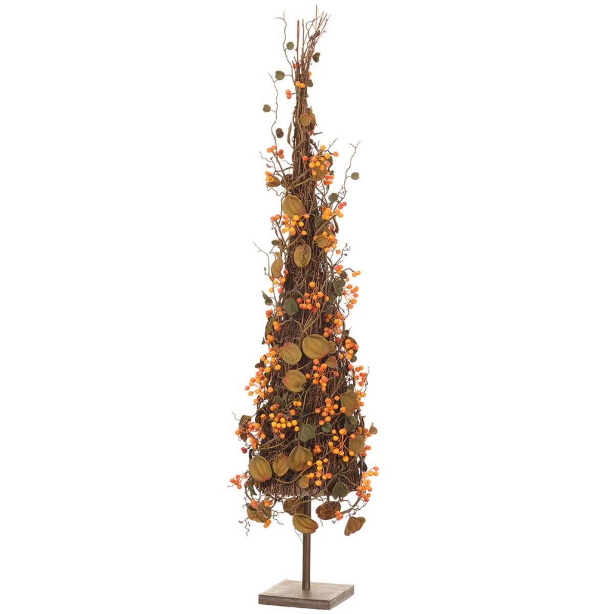 Allstate Floral 36" Artificial Berry and Smilax Leaf Topiary with Stand - Orange/Brown