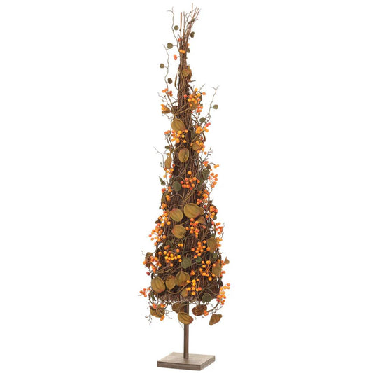 Allstate Floral 36" Artificial Berry and Smilax Leaf Topiary with Stand - Orange/Brown