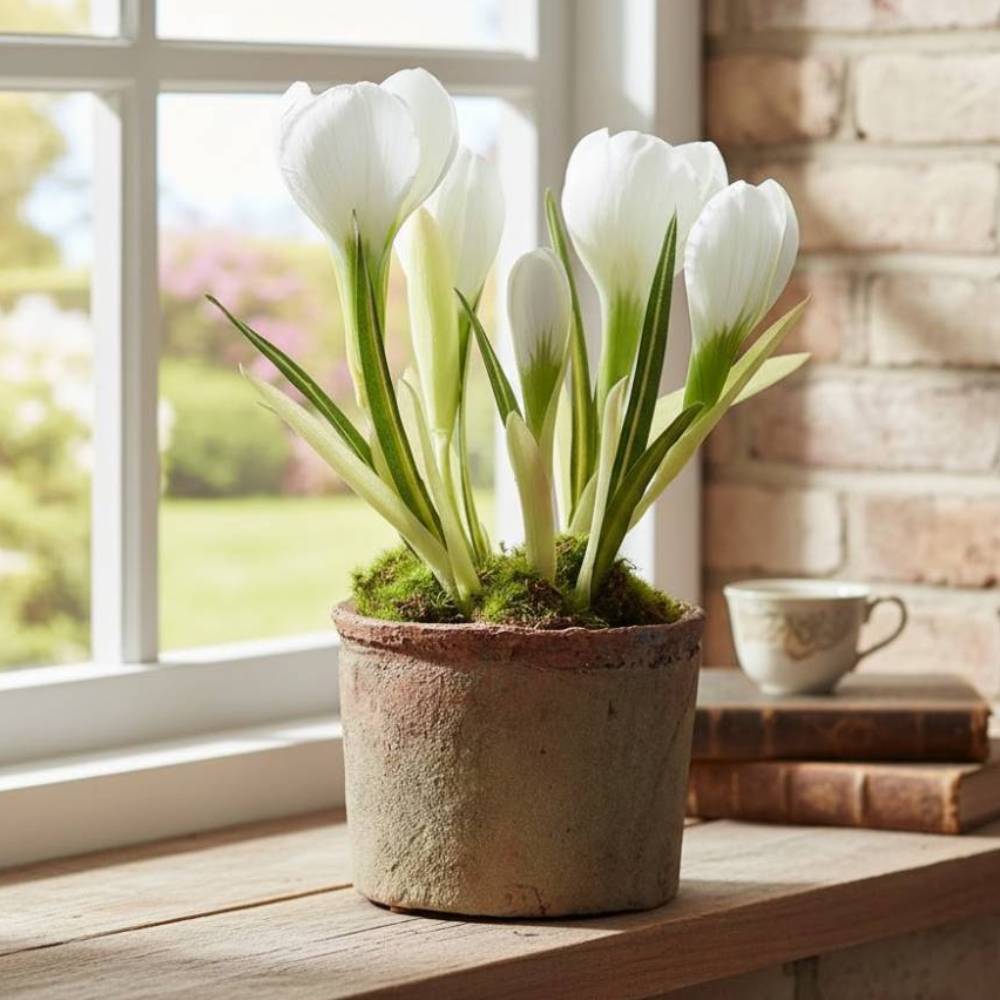 Allstate Floral 8.5" Crocus Flower Arrangement with Pot - White