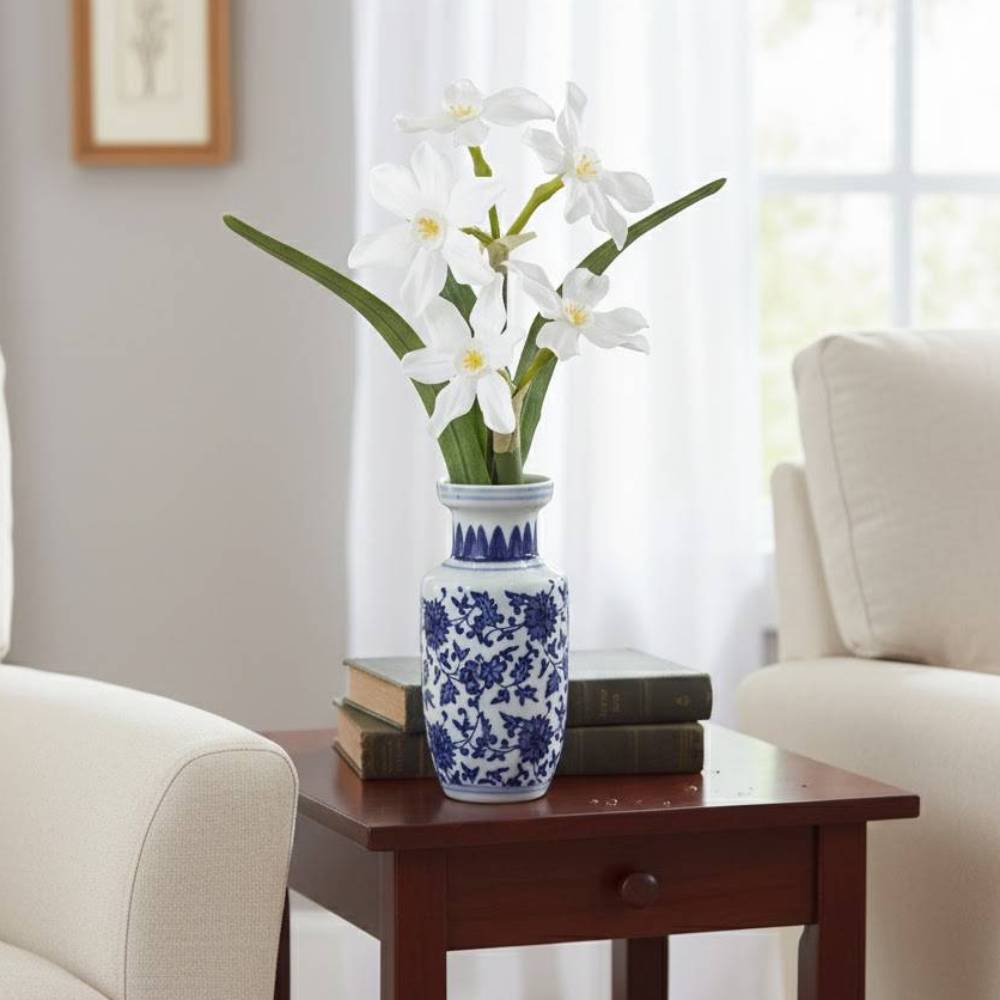 Allstate Floral 12" Daffodil Flower Arrangement with Vase - White