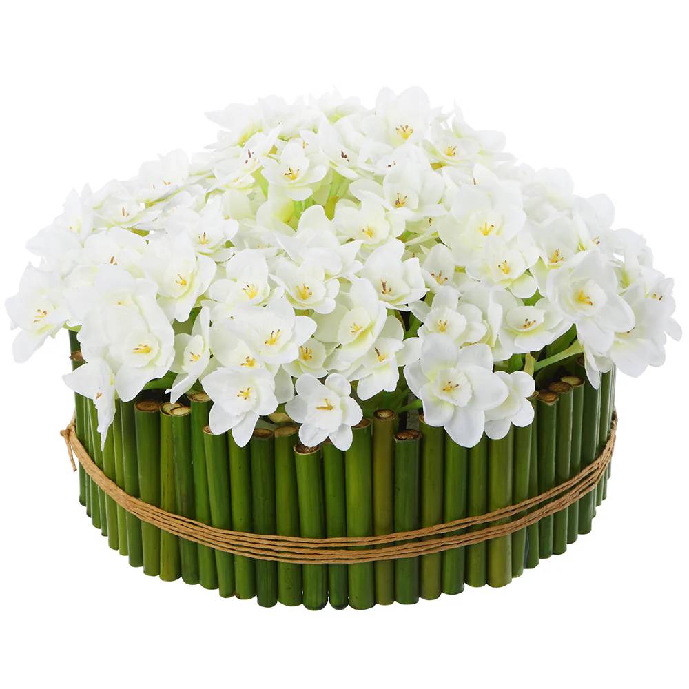 Allstate Floral 6" Daffodil Flower Arrangement with Tube Planter - White