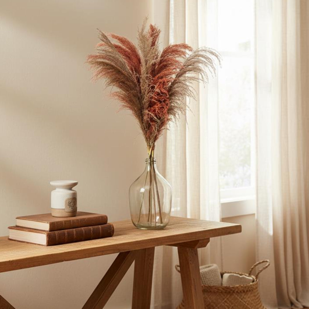 Allstate Floral 40" Grass Artificial Arrangement with Glass Vase - Orange