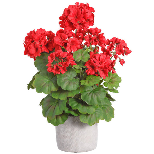 Allstate Floral 18.5" Artificial Geranium Flower Arrangement with Cement Pot - Red