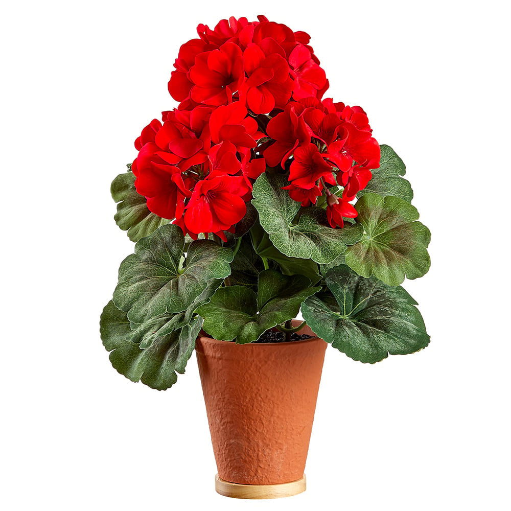 Allstate Floral 13.5" Artificial Geranium Flower Arrangement with Ceramic Pot - Red