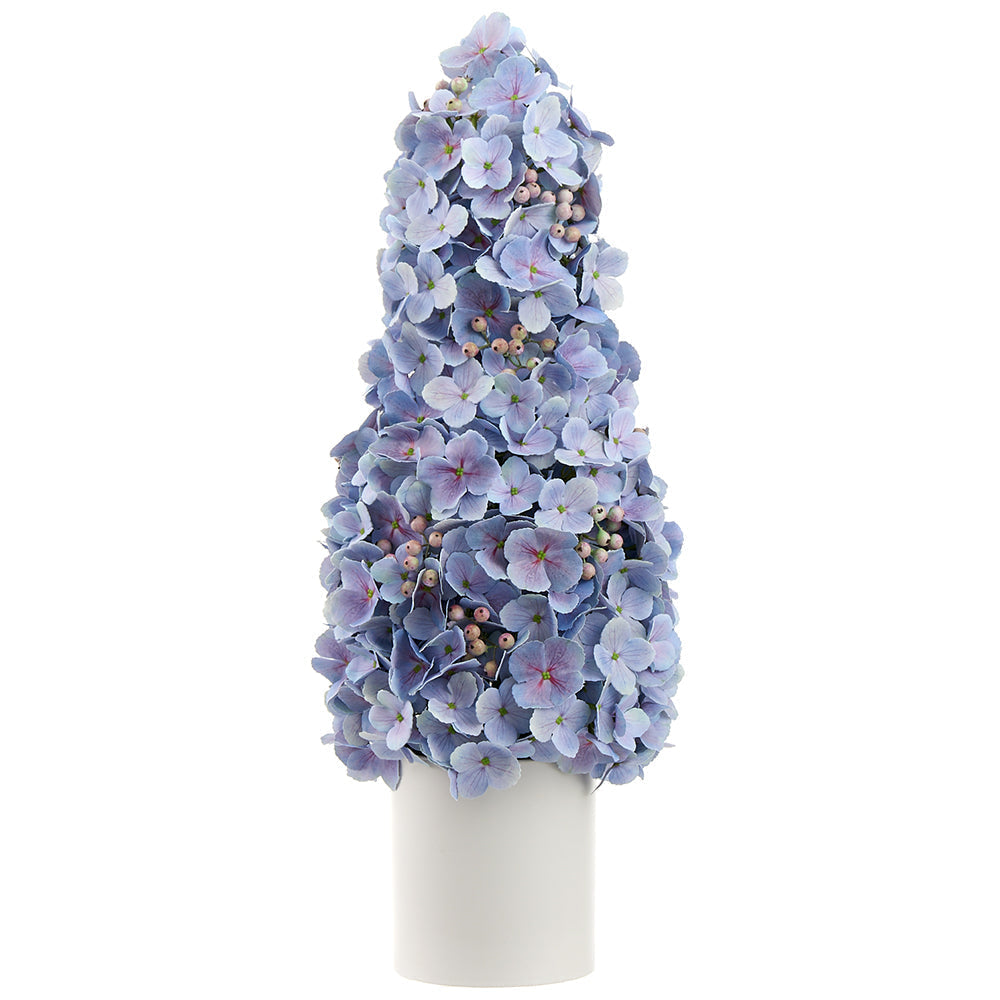 Allstate Floral 27" Cone-Shaped Hydrangea Flower Arrangement Topiary with Ceramic Vase