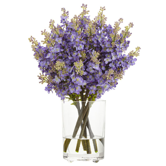 Allstate Floral 16" Lilac Flower Arrangement with Glass Vase - Purple