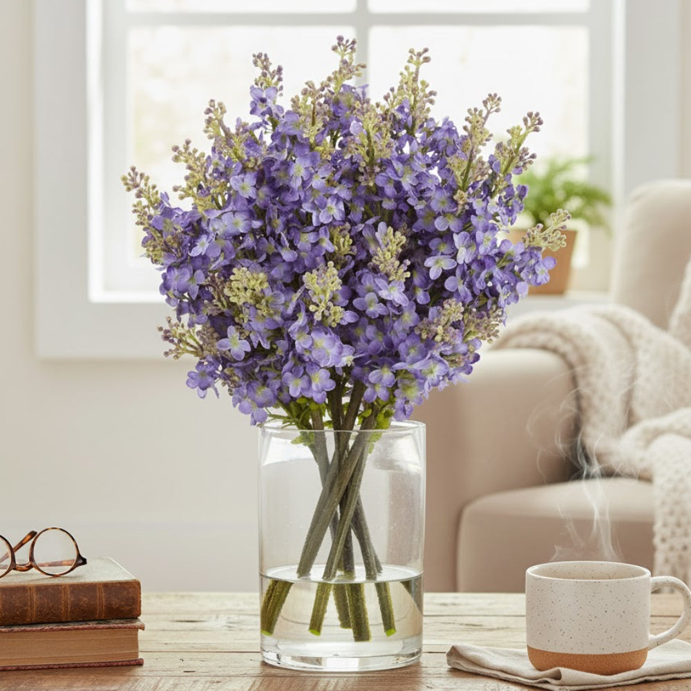 Allstate Floral 16" Lilac Flower Arrangement with Glass Vase - Purple
