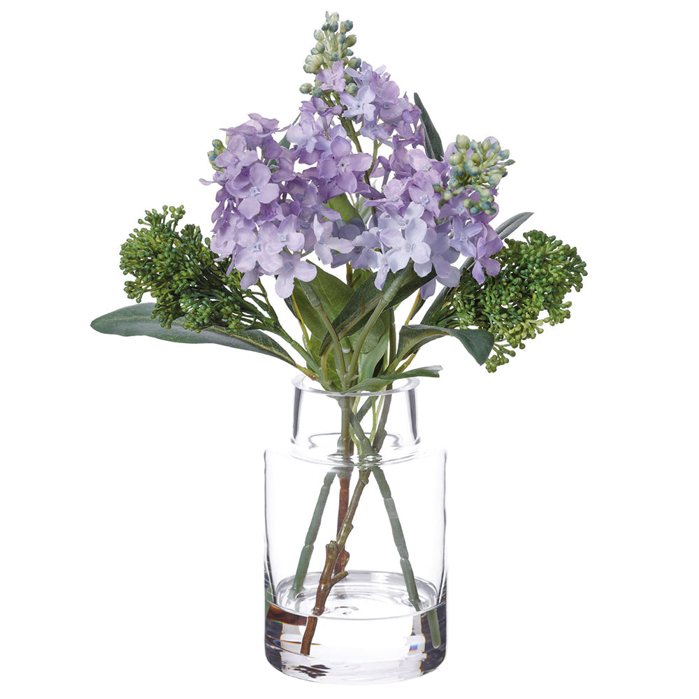 Allstate Floral 12" Lilac Flower Arrangement with Glass Vase