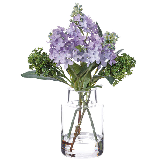 Allstate Floral 12" Lilac Flower Arrangement with Glass Vase