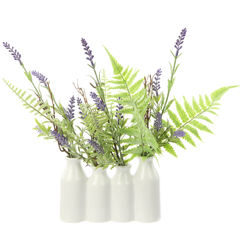 Allstate Floral 12" Lavender Fern Flower Arrangement with Ceramic Vase - Purple