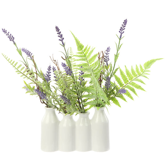 Allstate Floral 12" Lavender Fern Flower Arrangement with Ceramic Vase - Purple
