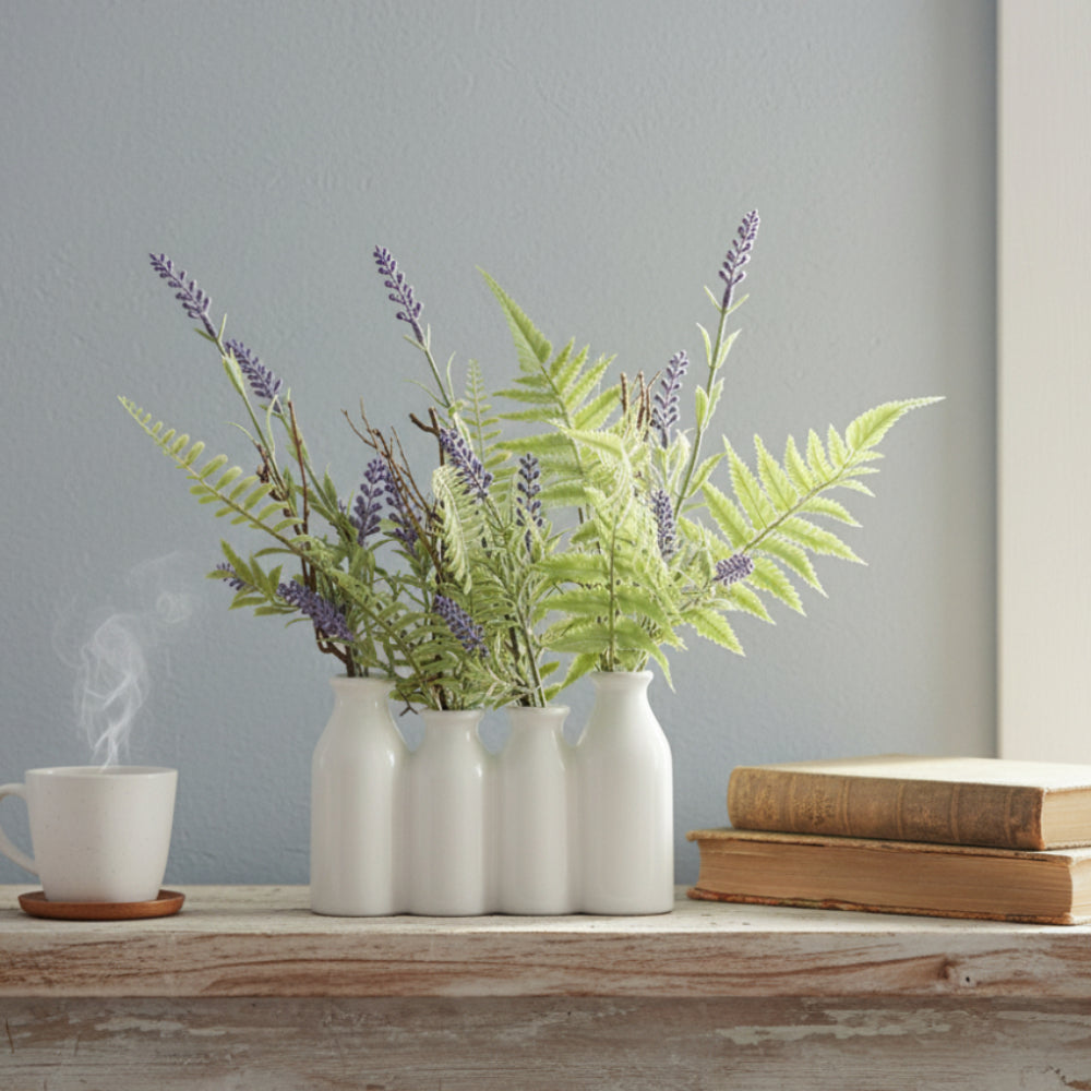 Allstate Floral 12" Lavender Fern Flower Arrangement with Ceramic Vase - Purple