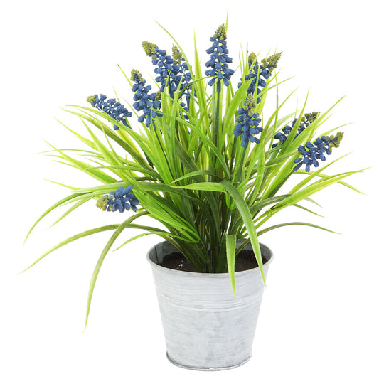Allstate Floral 13.5" Muscari Flower Arrangement with Tin Pot - Blue