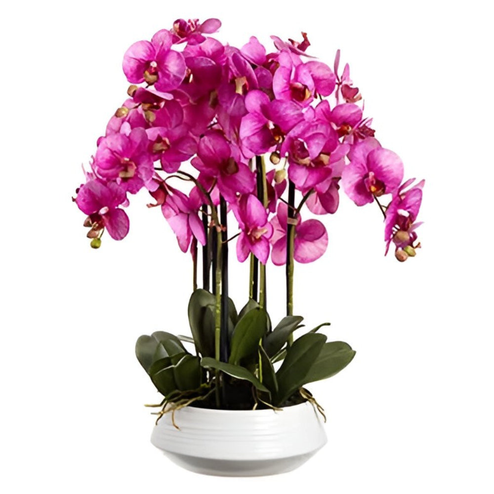 Allstate Floral 25" Phalaenopsis Orchid Silk Flower Arrangement with Ceramic Vase - Purple