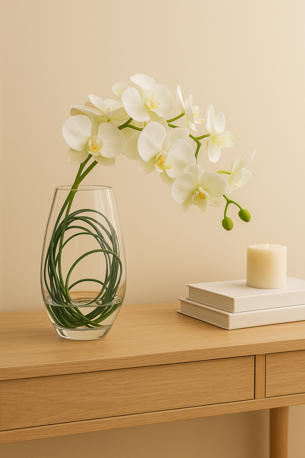 Allstate Floral 11" Silk Phalaenopsis Orchid Flower Arrangement in Glass Vase - White
