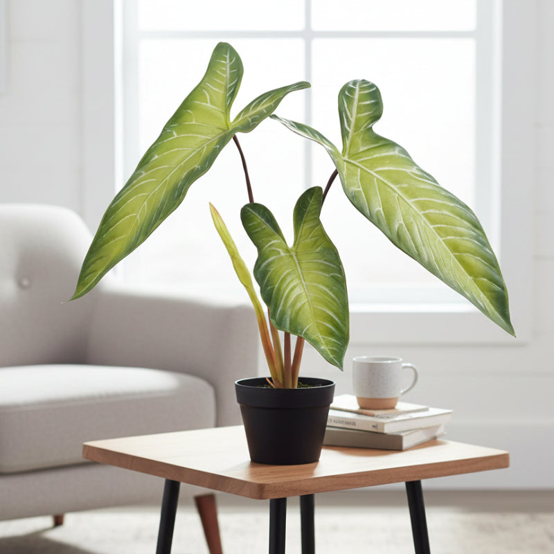 Allstate Floral 22.75" Alocasia Leaf Silk Plant with Pot - Green