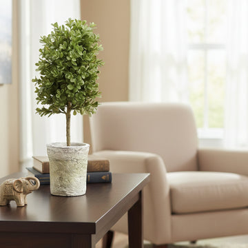 Allstate Floral 16" Cone-Shaped Artificial Topiary Plant with Clay Pot - Green