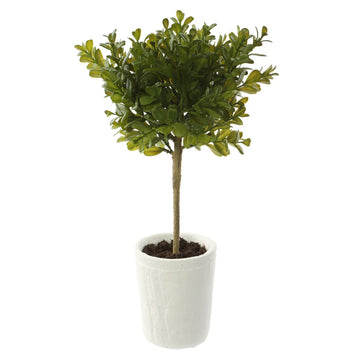 Allstate Floral 15" Boxwood Artificial Topiary Tree with Clay Vase - Green