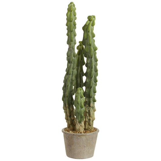 Allstate Floral 22" Artificial Cactus Plant with Papier Mache Vase - Green