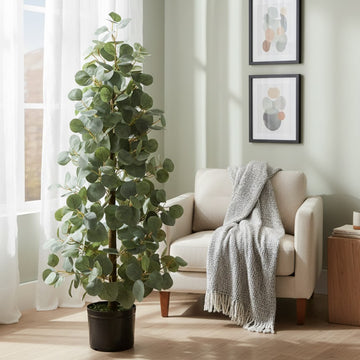 Allstate Floral 43" Eucalyptus Cone-Shaped Topiary Plant with Plastic Vase - Green/Gray