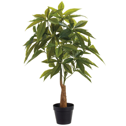 Allstate Floral 33" Pachira Leaf Plant with Plastic Pot - Green