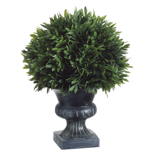 Allstate Floral 9" Podocarpus Ball Artificial Topiary Plant with Plastic Urn - Green