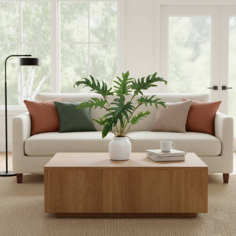 Allstate Floral 15" Selloum Philodendron Leaf Plant with Ceramic Vase - Green