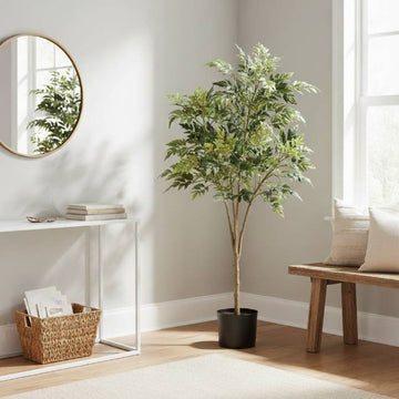 Allstate Floral 45" Ming Aralia Tree with Plastic Pot - Green