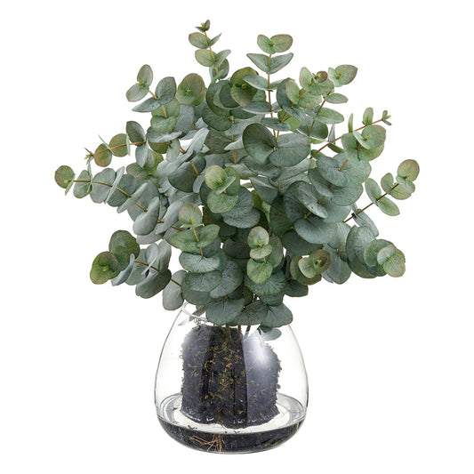 Allstate Floral 23" Eucalyptus Leaf Plant with Glass Vase - Green
