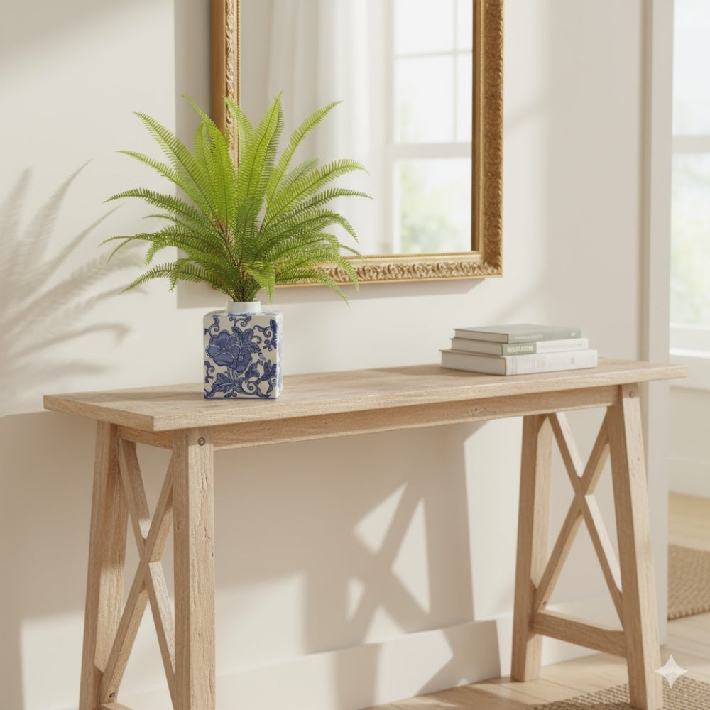 Allstate Floral 20" Sword Fern Leaf Artificial Plant with Ceramic Vase - Green