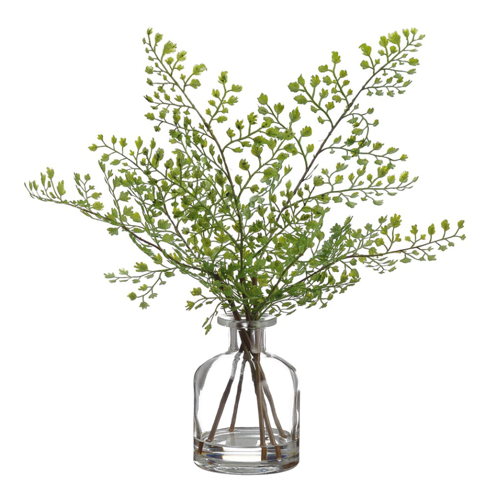 Allstate Floral 13" Artificial Maidenhair Fern Plant with Glass Vase - Green