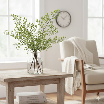 Allstate Floral 13" Artificial Maidenhair Fern Plant with Glass Vase - Green