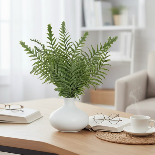 Allstate Floral 11.5" Fern with Ceramic Vase - White/Green