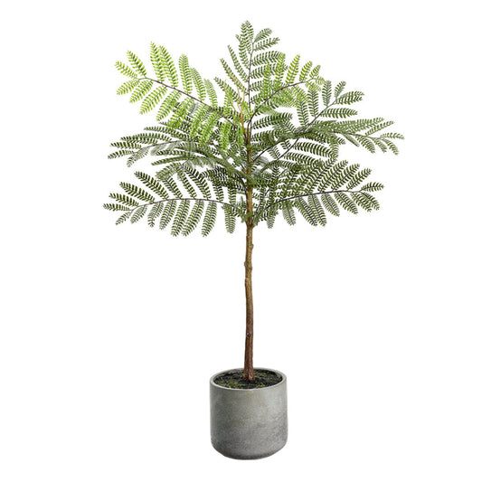 Allstate Floral 31.5" Jacaranda Fern Artificial Leaf Plant with Cement Vase - Green
