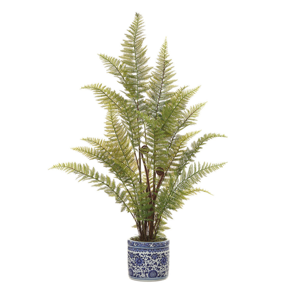 Allstate Floral 33" Fern Artificial Leaf Plant with Ceramic Vase - Green