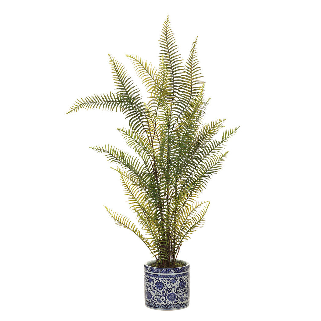 Allstate Floral 46" Sword Fern Artificial Leaf Plant with Ceramic Vase - Green