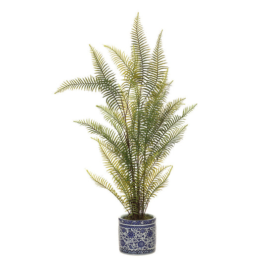 Allstate Floral 46" Sword Fern Artificial Leaf Plant with Ceramic Vase - Green