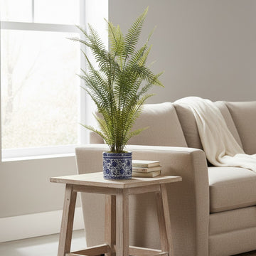 Allstate Floral 46" Sword Fern Artificial Leaf Plant with Ceramic Vase - Green