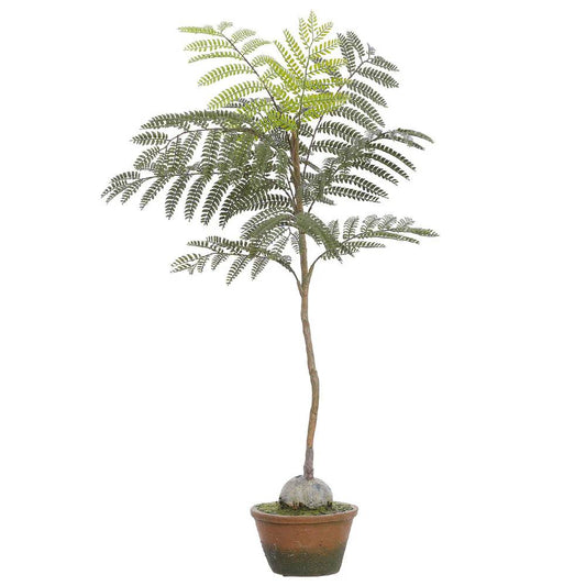 Allstate Floral 30" Jacaranda Fern Leaf with Cement Pot - Green