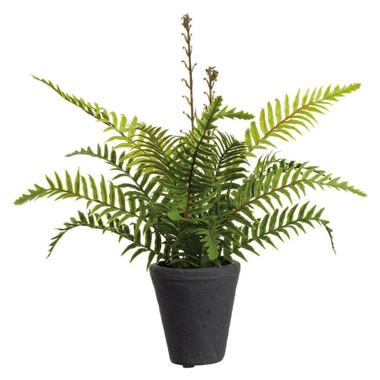 Allstate Floral 14" PE Soft-Touch Boston Fern Leaf with Cement Pot - Green