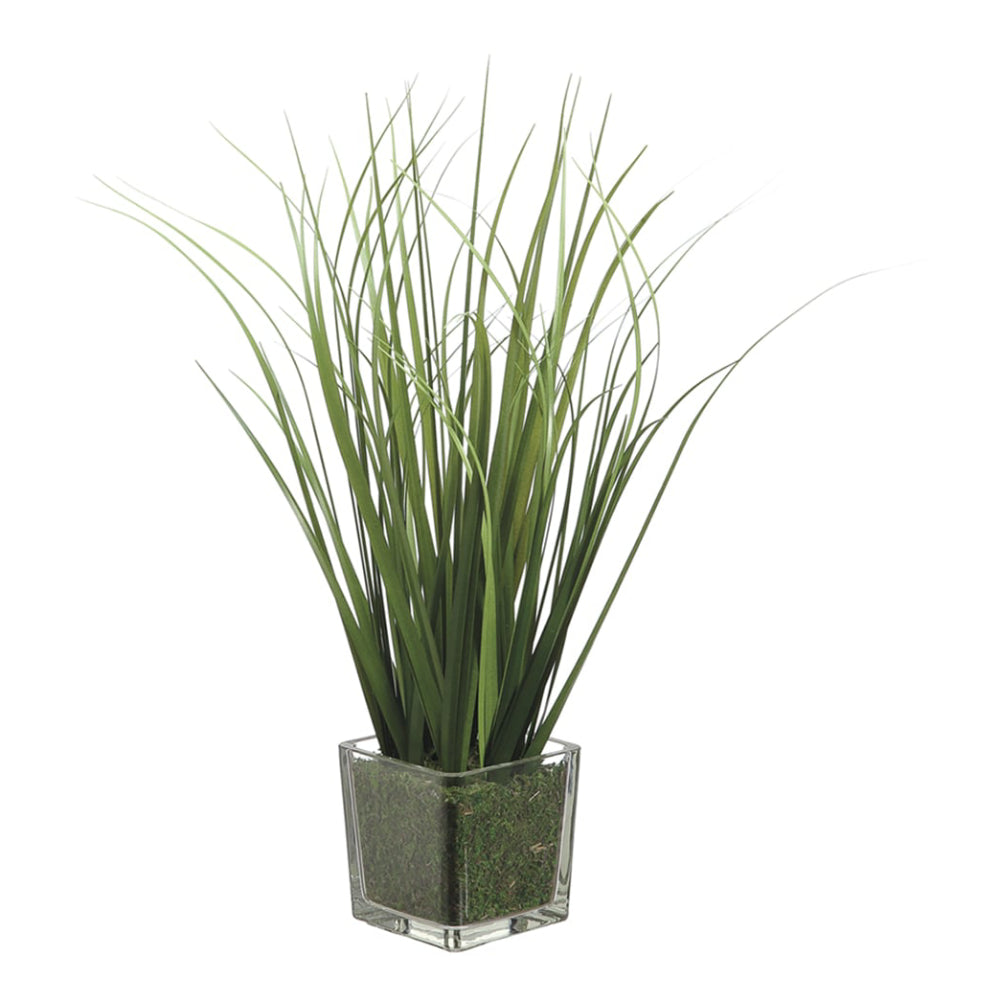 Allstate Floral 15" Grass Artificial Plant with Glass Vase - Green