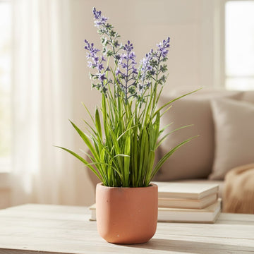 Allstate Floral 13" Blooming Grass Artificial Plant with Cement Vase - Green