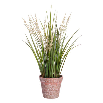 Allstate Floral 16" Blooming Grass Artificial Plant with Plastic Vase - Beige/Green
